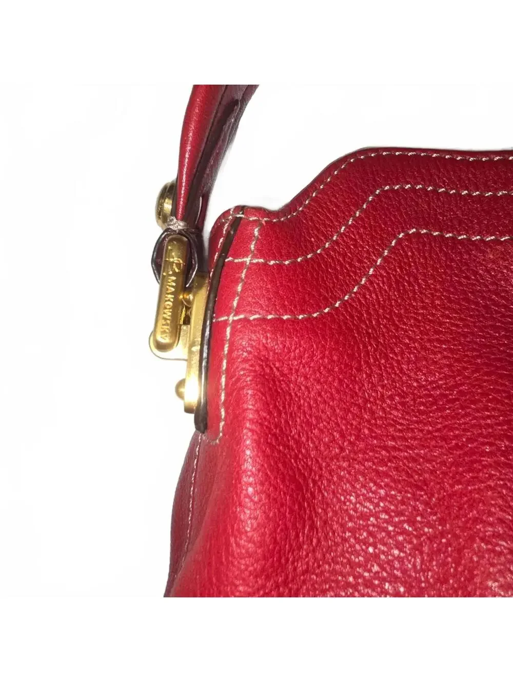 B Makowsky Cranberry Red Soft Pebbled Leather Hobo